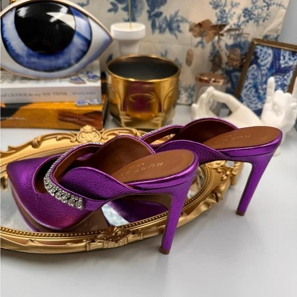 🆕 KURT GEIGER 🧿 NWOT Duke Pointed Toe Embellished Pump Mule - Size 6 - Picture 11 of 16